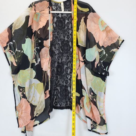 Lovey Day Cardigan Kimono Cover Up Sheer Lace Women S Multicolor Floral Beach - Picture 7 of 10